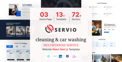 Servio - Cleaning and Car Washing Multipurpose Service Website Nextjs Template