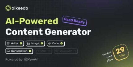 Aikeedo AI – AI Content, Image, Voice, Code – SaaS – OpenAI, Claude, StabilityAI, ElevenLabs