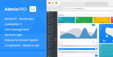 AdminPro – Login + Multi User Management + Codeigniter + Roles & Permission + Bootstrap 4 + AdminLTE